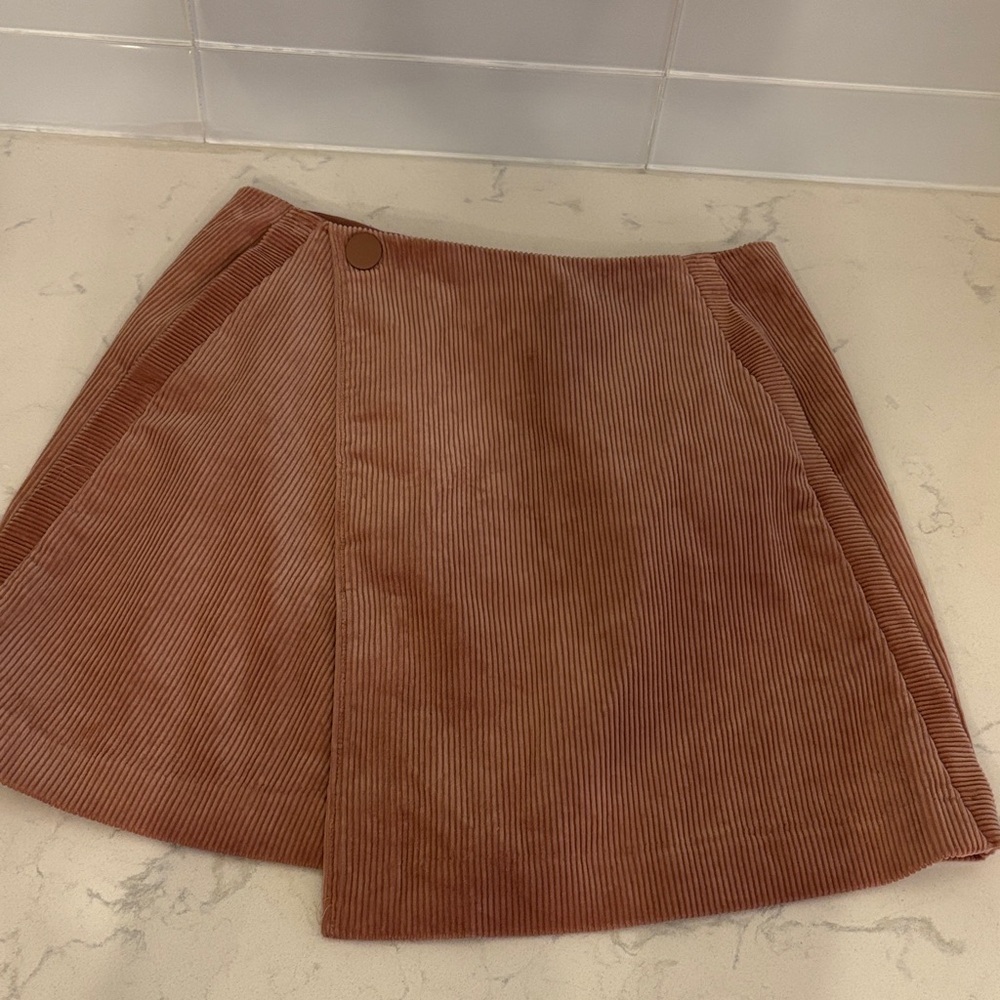 Club Monaco Light Rose Corduroy Wrap Mini Skirt with pockets